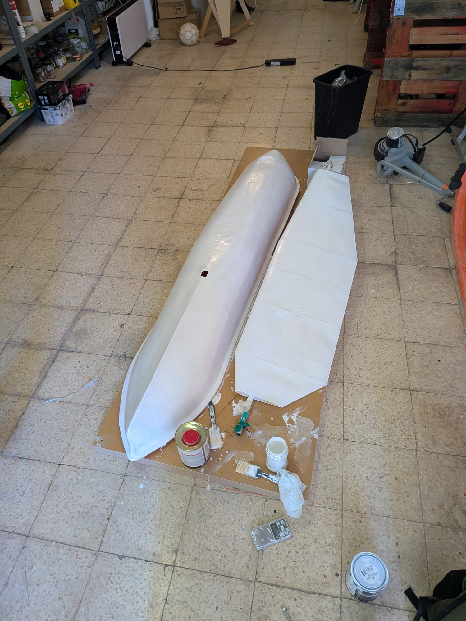 The finished white hull